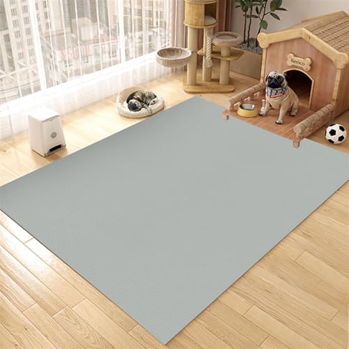 GIBZ Futternapf Unterlage Großes für Katzen Hunde Futtermatte Rutschfestes Kunstleder Fütterung Matte Wasserdichtes Napfunterlage, Dicke 4 mm Graugrün 120x160cm von GIBZ