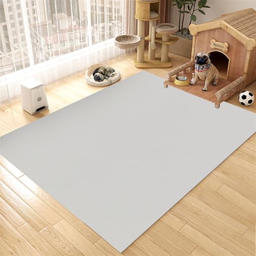 GIBZ Futternapf Unterlage Großes für Katzen Hunde Futtermatte Rutschfestes Kunstleder Fütterung Matte Wasserdichtes Napfunterlage, Dicke 4 mm Hell Grau 100x120cm von GIBZ