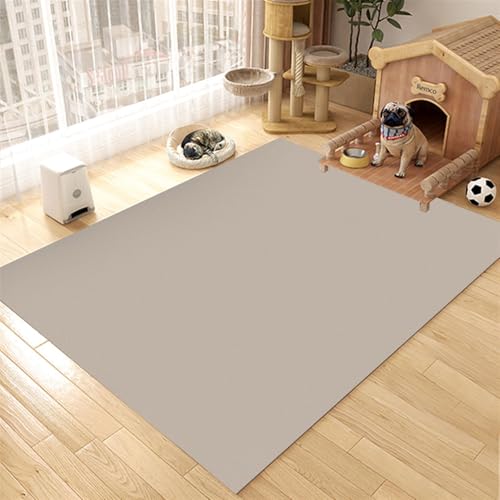 GIBZ Futternapf Unterlage Großes für Katzen Hunde Futtermatte Rutschfestes Kunstleder Fütterung Matte Wasserdichtes Napfunterlage, Dicke 4 mm Hellbraun 100x120cm von GIBZ