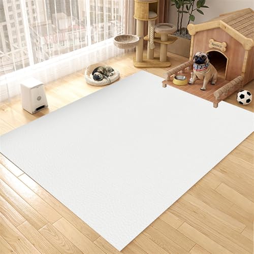 GIBZ Futternapf Unterlage Großes für Katzen Hunde Futtermatte Rutschfestes Kunstleder Fütterung Matte Wasserdichtes Napfunterlage, Dicke 4 mm Weiß 100x120cm von GIBZ