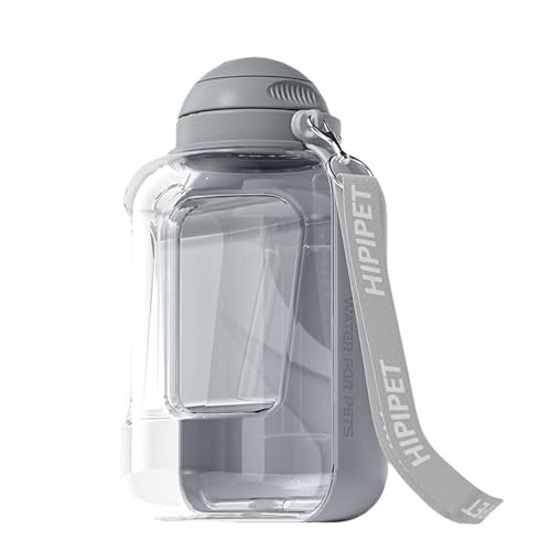 GIBZ Groß Hunde Wasserflasche für Unterwegs, Faltbar Auslaufsicher Haustier Trinkflasche für Spaziergänge im Freien, Wandern, Reisen, Grau, 1,5L von GIBZ