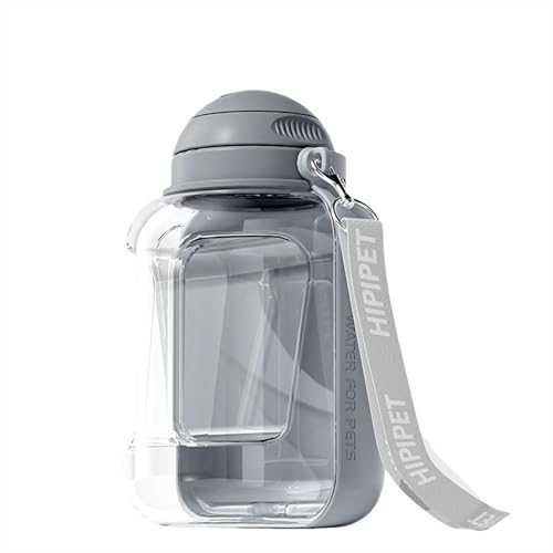 GIBZ Groß Hunde Wasserflasche für Unterwegs, Faltbar Auslaufsicher Haustier Trinkflasche für Spaziergänge im Freien, Wandern, Reisen, Grau, 1L von GIBZ