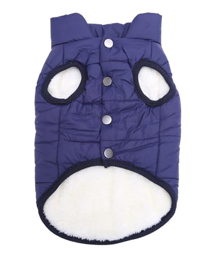 GIBZ Hund Winter Warme Weste Mantel Haustiere Hundemantel Fleece Sherpa Gefütterte Mäntel Hunde Winddichte Gepolsterte Kleidung HundeJacke Marineblau Blau von GIBZ