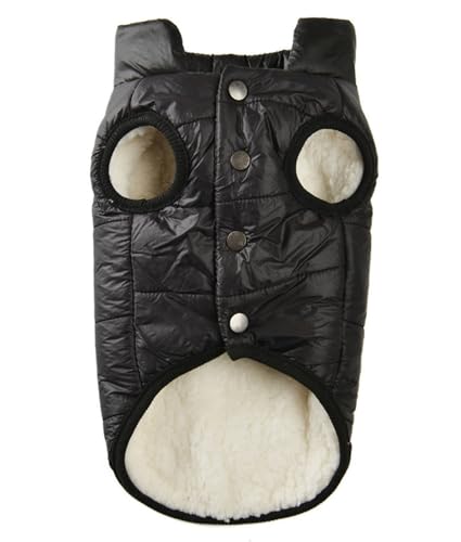 GIBZ Hund Winter Warme Weste Mantel Haustiere Hundemantel Fleece Sherpa Gefütterte Mäntel Hunde Winddichte Gepolsterte Kleidung HundeJacke Schwarz von GIBZ