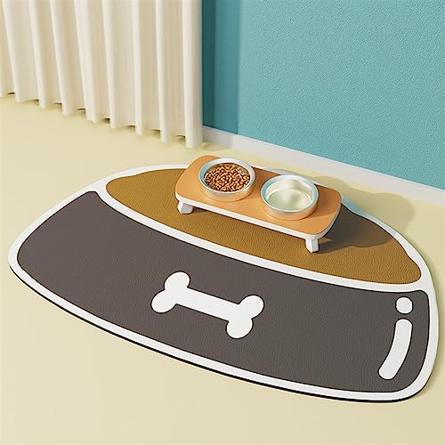 GIBZ Hunde Spezielle rutschfeste Fütterung Matte wasserdichte Napfunterlageunregelmäßig Halbkreisförmig AntiSchmutz Große Haustier Platzsets Braun 40x60cm von GIBZ