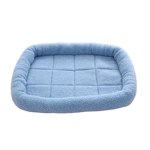 GIBZ Hundebett Klein Mittelgroß Rechteckig Sherpa Einfarbig Warm Winter Katzenbett rutschfest Haustierbett für Groß Waschbar Blau 50x40cm von GIBZ