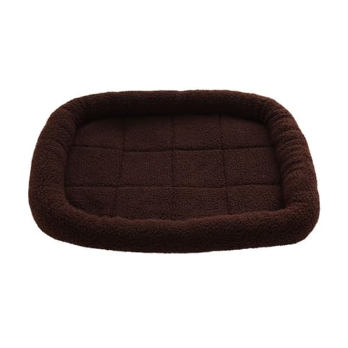 GIBZ Hundebett Klein Mittelgroß Rechteckig Sherpa Einfarbig Warm Winter Katzenbett rutschfest Haustierbett für Groß Waschbar Braun 40x30cm von GIBZ