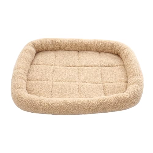 GIBZ Hundebett Klein Mittelgroß Rechteckig Sherpa Einfarbig Warm Winter Katzenbett rutschfest Haustierbett für Groß Waschbar Gelb 40x30cm von GIBZ