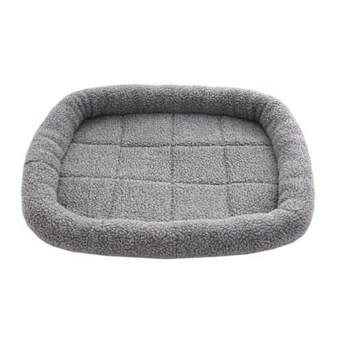 GIBZ Hundebett Klein Mittelgroß Rechteckig Sherpa Einfarbig Warm Winter Katzenbett rutschfest Haustierbett für Groß Waschbar Grau 50x40cm von GIBZ