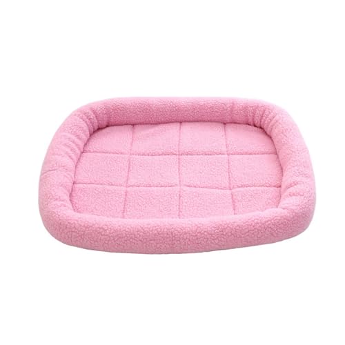 GIBZ Hundebett Klein Mittelgroß Rechteckig Sherpa Einfarbig Warm Winter Katzenbett rutschfest Haustierbett für Groß Waschbar Rosa 65x50cm von GIBZ