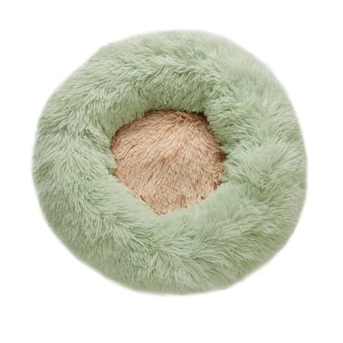 GIBZ Hundebett Mittelgroße Hunde Rund Winter Warm Kontrastfarben Flauschig Katzenbett rutschfest Haustierbett für Groß Klein Grün 70cm von GIBZ