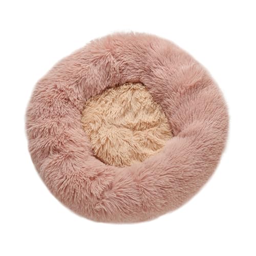 GIBZ Hundebett Mittelgroße Hunde Rund Winter Warm Kontrastfarben Flauschig Katzenbett rutschfest Haustierbett für Groß Klein Rosa 70cm von GIBZ