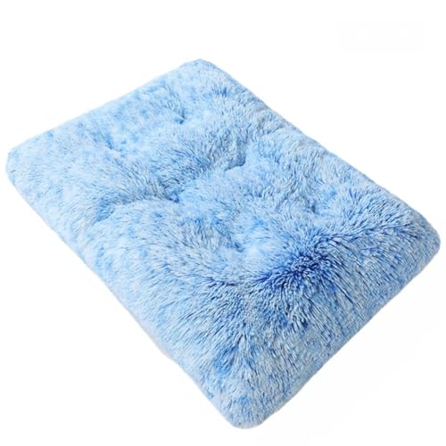 GIBZ Hundebetten Rechteckig Große Flauschig Winter Warm Katzenbett rutschfest Haustierbett für Klein Mittelgroß Waschbar Blau 110x75cm von GIBZ