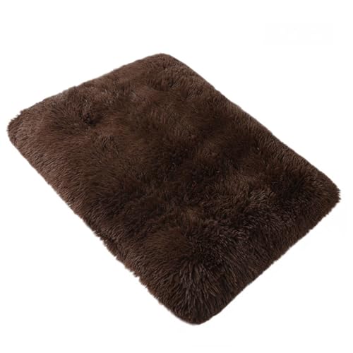 GIBZ Hundebetten Rechteckig Große Flauschig Winter Warm Katzenbett rutschfest Haustierbett für Klein Mittelgroß Waschbar Dunkel Braun 55x40cm von GIBZ