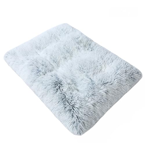 GIBZ Hundebetten Rechteckig Große Flauschig Winter Warm Katzenbett rutschfest Haustierbett für Klein Mittelgroß Waschbar Grau Blau 110x75cm von GIBZ