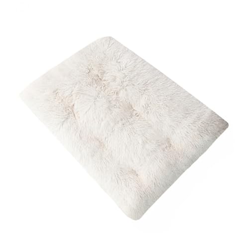 GIBZ Hundebetten Rechteckig Große Flauschig Winter Warm Katzenbett rutschfest Haustierbett für Klein Mittelgroß Waschbar Weiß 110x75cm von GIBZ