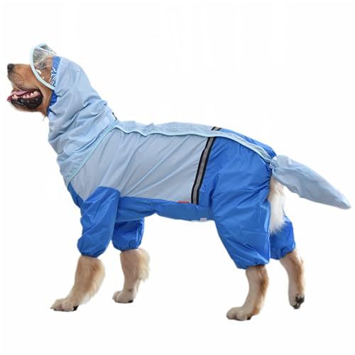 GIBZ Hunderegenmantel mit Beinen und Kapuze, wasserdichte Reflektierende Regenjacke, Mittelgroße Große Hunde Hunde Regenmantel, Blau, 4XL von GIBZ