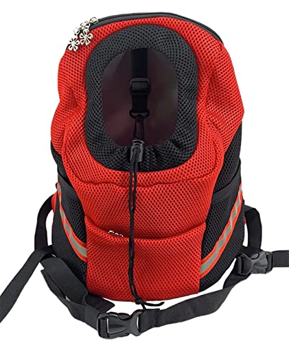 GIBZ Hunderucksack Katzenrucksack Atmungsaktive UmhäNgetasche Mit Kordelzug Aus Mesh Reflektierende Bequeme Reisetasche Für Haustiere Rot S von GIBZ