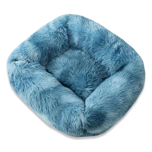 GIBZ Katzenbett Warm Einfarbig Winter Rechteckig Flauschig Hundebett Waschbar rutschfest Haustierbett für Klein Mittelgroß und Groß Haze Blau 110x90x18cm von GIBZ