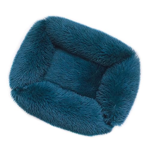 GIBZ Katzenbett Warm Einfarbig Winter Rechteckig Flauschig Hundebett Waschbar rutschfest Haustierbett für Klein Mittelgroß und Groß Marine Blau 110x90x18cm von GIBZ