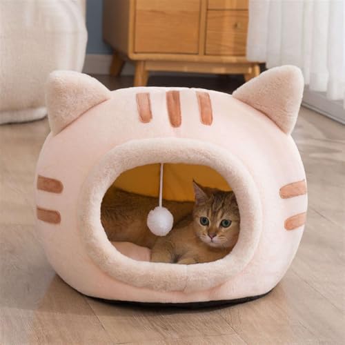 GIBZ Katzenbett Waschbares Katzenhaus Kuschelhöhle 2-In-1-Haustierzelt für Kleine und Mittelgroße Rosa 35x35x30cm von GIBZ