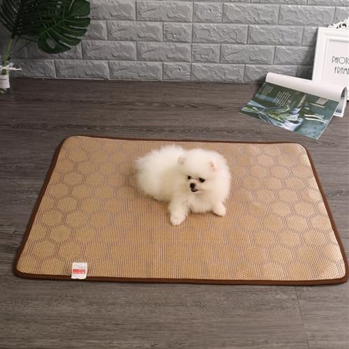 GIBZ Kühlmatte Hund, Waschbar Kühlmatte für Katzen, Hunde Kühlmatte für Kisten, Hundehütten und Betten für heiße Sommertage, Braun, 90x70cm von GIBZ