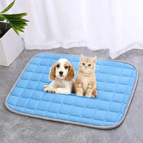 GIBZ Kühlmatte für Haustiere Haustier Selbstkühlendes Pad Matte Bettmatten Komfort für Katzen und Hunde für Zuhause Oder Auto,Hundehütte Outdoor, Blau, 100x69cm von GIBZ