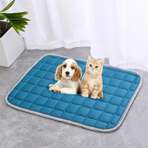 GIBZ Kühlmatte für Haustiere Haustier Selbstkühlendes Pad Matte Bettmatten Komfort für Katzen und Hunde für Zuhause Oder Auto,Hundehütte Outdoor, Blau Grün, 100x69cm von GIBZ