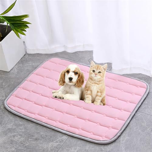 GIBZ Kühlmatte für Haustiere Haustier Selbstkühlendes Pad Matte Bettmatten Komfort für Katzen und Hunde für Zuhause Oder Auto,Hundehütte Outdoor, Rosa, 100x69cm von GIBZ