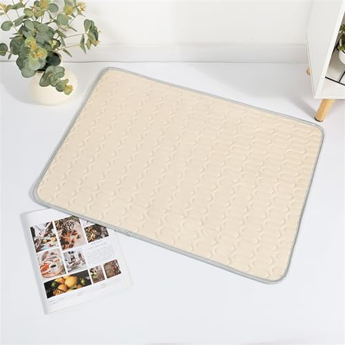 GIBZ Kühlmatte für Hunde, Waschbar selbstkühlend Kälte Hundematte, rutschfest Hunde kühlmatte für Sommer, für zuhause unterwegs oder im Auto, Beige, 40x30cm von GIBZ