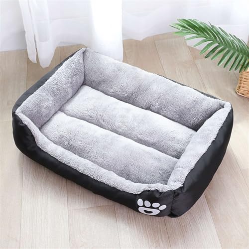 GIBZ Kurzflor Schlafbett für Hunde, Waschbar Orthopädisch Nest, Warm Katzenbett, Langlebige Haustiercouch mit Memory Foam, Schwarz, S(60x45x14cm) von GIBZ