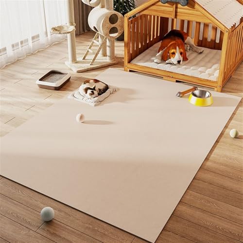 GIBZ Napfunterlage Großes Kunstleder für Katzen Hunde Futternapf Unterlage Wasserdichtes Futtermatte Rutschfestes Fütterung Matte, Dicke 3.5 mm Beige 100x160cm von GIBZ