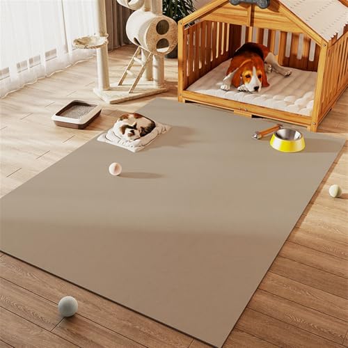 GIBZ Napfunterlage Großes Kunstleder für Katzen Hunde Futternapf Unterlage Wasserdichtes Futtermatte Rutschfestes Fütterung Matte, Dicke 3.5 mm Braun 140x200cm von GIBZ