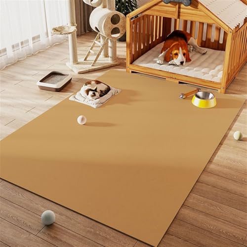 GIBZ Napfunterlage Großes Kunstleder für Katzen Hunde Futternapf Unterlage Wasserdichtes Futtermatte Rutschfestes Fütterung Matte, Dicke 3.5 mm Gelb 140x200cm von GIBZ