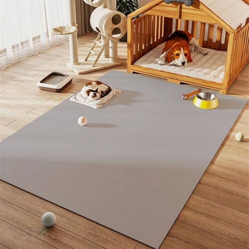 GIBZ Napfunterlage Großes Kunstleder für Katzen Hunde Futternapf Unterlage Wasserdichtes Futtermatte Rutschfestes Fütterung Matte, Dicke 3.5 mm Grau 100x120cm von GIBZ