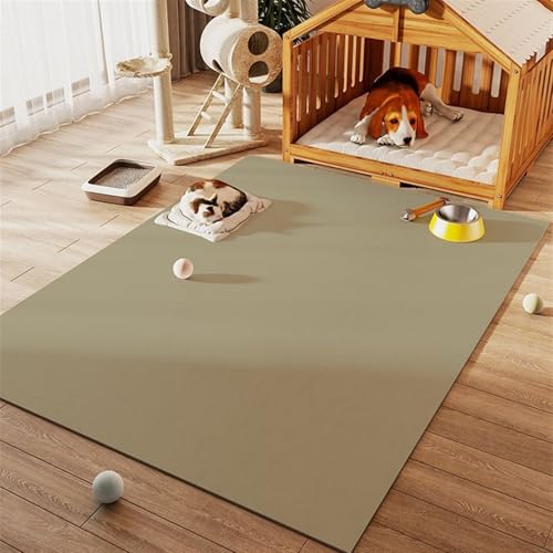 GIBZ Napfunterlage Großes Kunstleder für Katzen Hunde Futternapf Unterlage Wasserdichtes Futtermatte Rutschfestes Fütterung Matte, Dicke 3.5 mm Grün 100x160cm von GIBZ