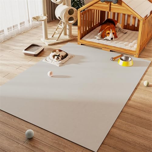 GIBZ Napfunterlage Großes Kunstleder für Katzen Hunde Futternapf Unterlage Wasserdichtes Futtermatte Rutschfestes Fütterung Matte, Dicke 3.5 mm Hell Grau 100x120cm von GIBZ