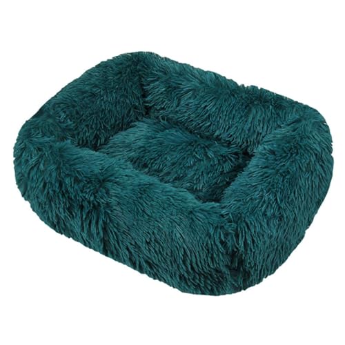 GIBZ Quadratisches Flauschig Hundebett, Warmer Katzennest, Plüsch Nest aus Kunstfell, für Kleine, Mittelgroße und Große Hunde und Katzen, Dunkelgrün, L(80x65cm) von GIBZ