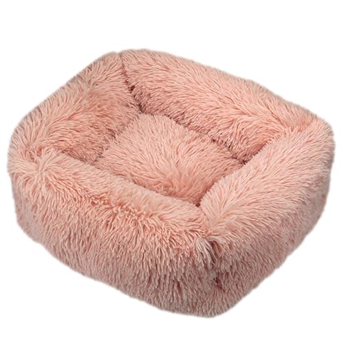 GIBZ Quadratisches Flauschig Hundebett, Warmer Katzennest, Plüsch Nest aus Kunstfell, für Kleine, Mittelgroße und Große Hunde und Katzen, Errötendes Rosa, XL(95x75cm) von GIBZ