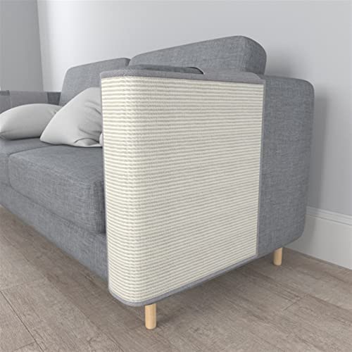 GIBZ Sisal Katze Kratzmatte für Sofa Ecke Stuhl Couch Protector Kratzschutz Langlebig für Indoor, Hellgrau, Links von GIBZ