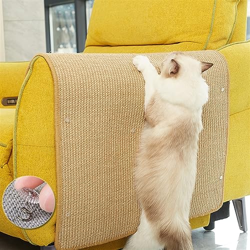 GIBZ Sisal Katze Kratzmatte für Sofa Natürlicher Möbelschutz Kratzteppich Langlebig für Katzen im Innenbereich, Khaki, 60×90cm von GIBZ