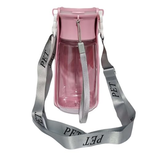 GIBZ Tragbare Hunde Wasserflasche, Faltbar Auslaufsicher, Haustier Trinkflasche mit Gurt für Unterwegs, Rosa, 550ml von GIBZ