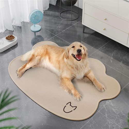 GIBZ Unregelmäßige Sommer Hundematte Waschbare und Saugfähige Hundebett Einfarbig rutschfeste Unterlage für Kisten Boden Bett, Beige, 50x70cm von GIBZ