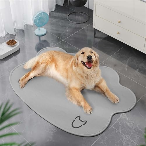 GIBZ Unregelmäßige Sommer Hundematte Waschbare und Saugfähige Hundebett Einfarbig rutschfeste Unterlage für Kisten Boden Bett, Grau, 45x60cm von GIBZ