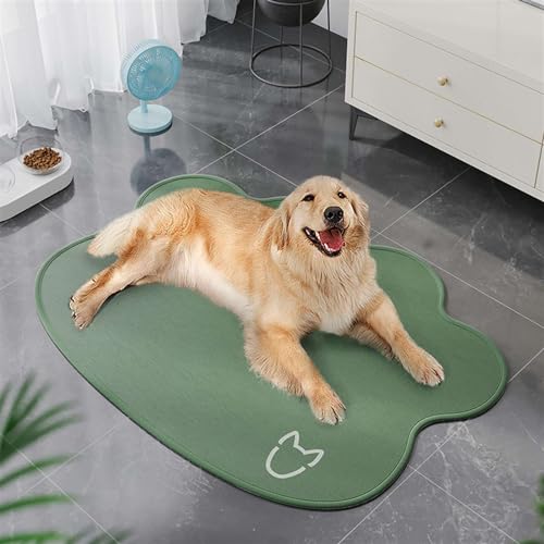 GIBZ Unregelmäßige Sommer Hundematte Waschbare und Saugfähige Hundebett Einfarbig rutschfeste Unterlage für Kisten Boden Bett, Grün, 65x90cm von GIBZ