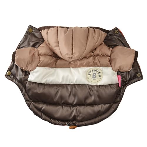 GIBZ Winter Hundemantel mit Kapuze HundeJacke Wasserdicht Winddicht Kaltwettermäntel für Kleine Hunde Haustier Warme Jacke Gepolsterte Kleidung Braun von GIBZ