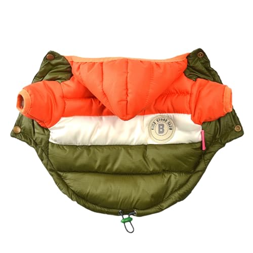 GIBZ Winter Hundemantel mit Kapuze HundeJacke Wasserdicht Winddicht Kaltwettermäntel für Kleine Hunde Haustier Warme Jacke Gepolsterte Kleidung Orange von GIBZ