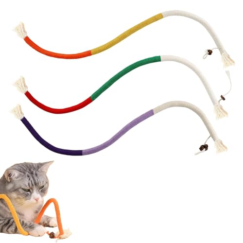 3 PCS Minzbiss für Katzen, interaktive Kauspielzeug Katze für Indoor-Katzen, natürliche Katzenminze Katze kauen Spielzeug Reinigung Katze Zahnen Stress Release 70cm von GIEEU