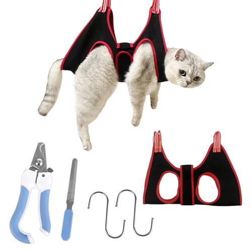 Hängematte zur Hundepflege Pet Grooming Hammock Kit für kleine Hunde und Katzen mit verbreitertem Gurt Hundepfleg Hangematt für Nagelknipsen und Haustierwäsche (Größe S) von GIEEU