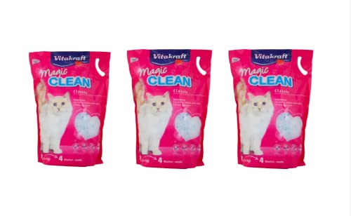 Vitakraft Magic Clean Silikon-Katzenstreu, länger als normal, geruchs- und antibakteriell, 5 l, 2,2 kg (3 x 5 l) von GIGLIO NERO